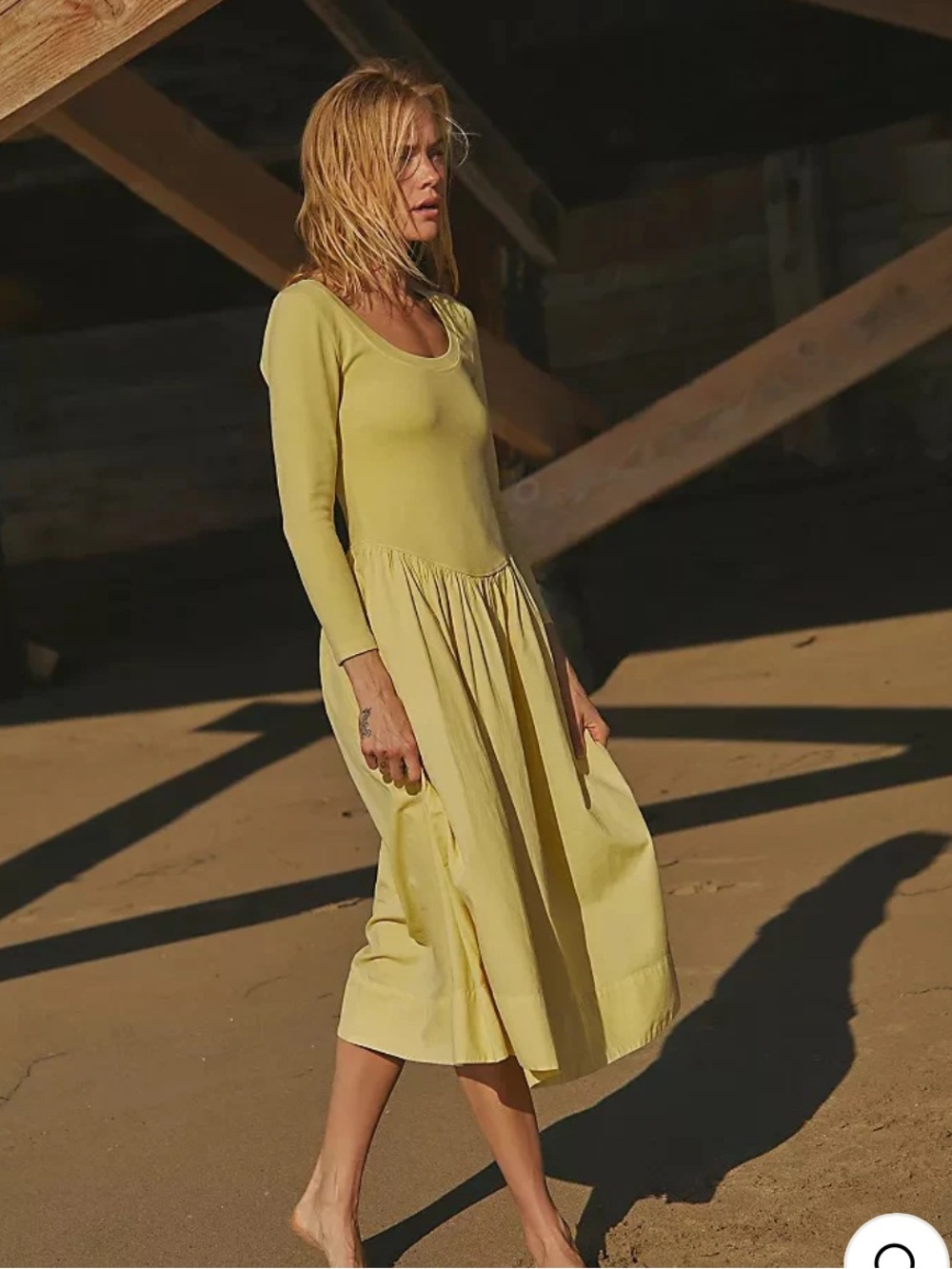 NWOT Free People Aelia Midi Dress- Large Lima Bean
